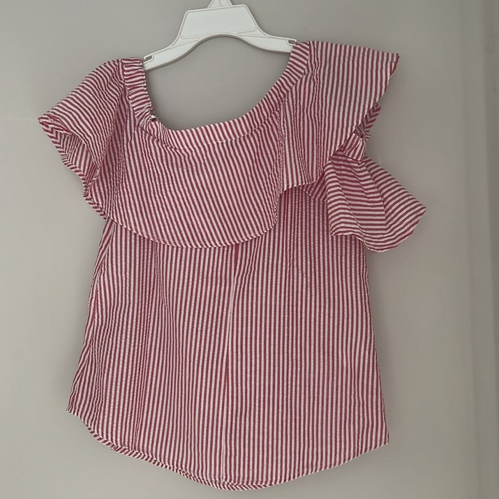 Tenax Ruffle Detail Off Shoulder Striped Top - Picture 5 of 7